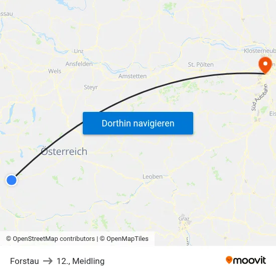 Forstau to 12., Meidling map