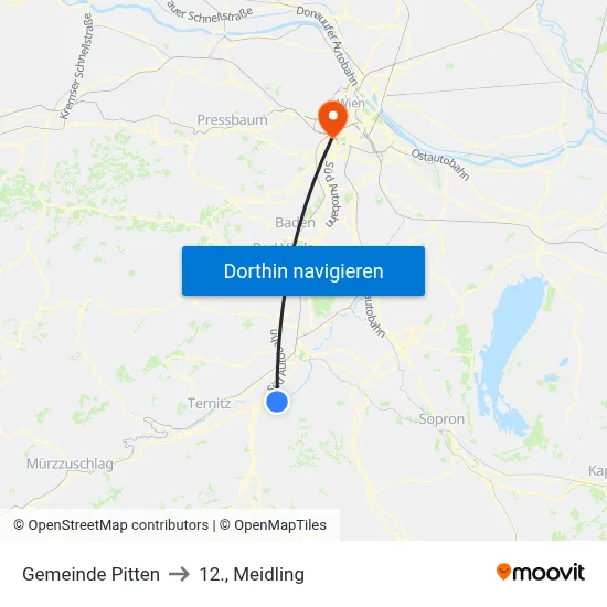 Gemeinde Pitten to 12., Meidling map