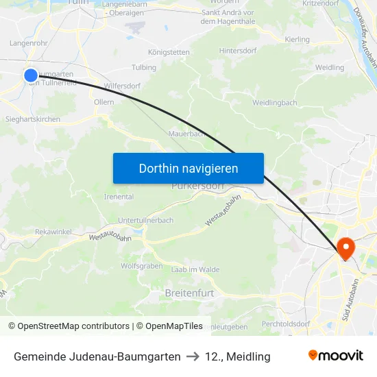 Gemeinde Judenau-Baumgarten to 12., Meidling map