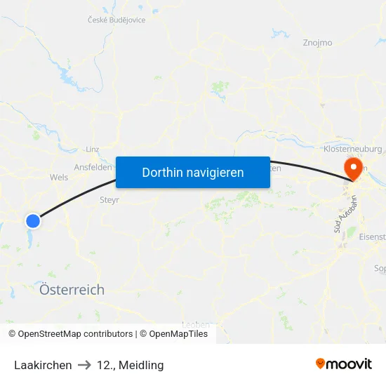 Laakirchen to 12., Meidling map