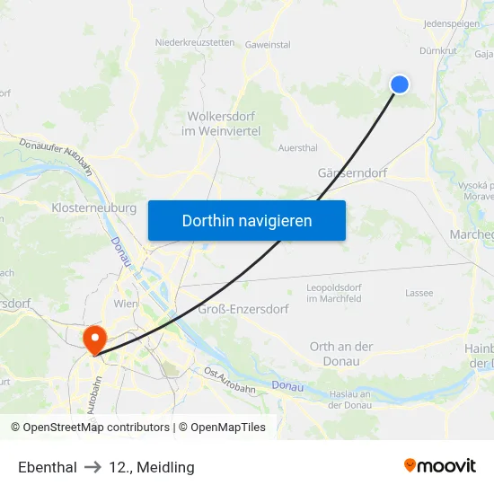Ebenthal to 12., Meidling map