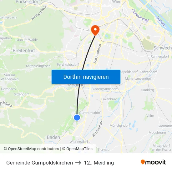 Gemeinde Gumpoldskirchen to 12., Meidling map