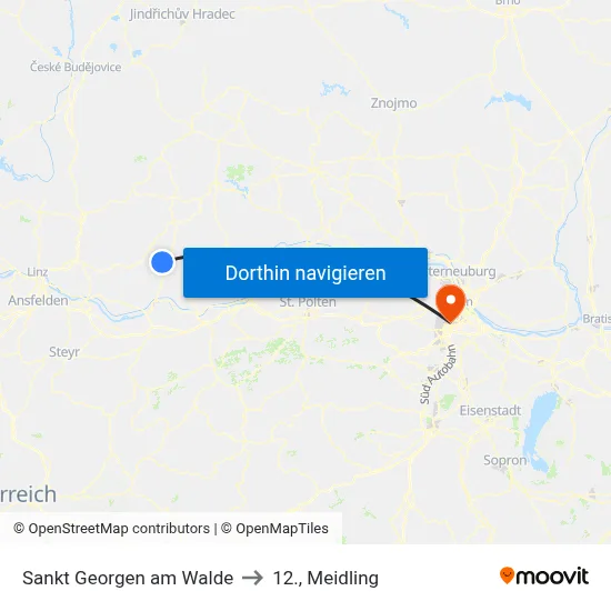 Sankt Georgen am Walde to 12., Meidling map
