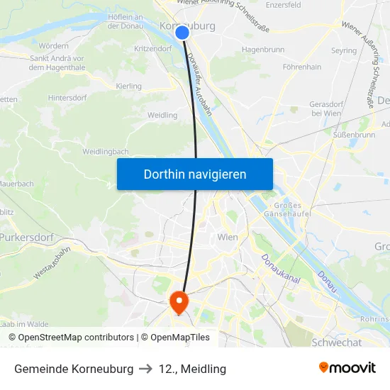 Gemeinde Korneuburg to 12., Meidling map