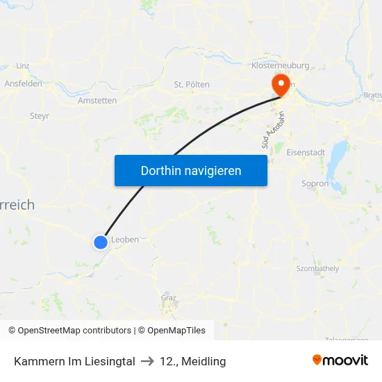 Kammern Im Liesingtal to 12., Meidling map
