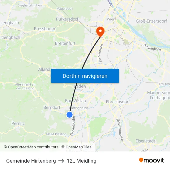 Gemeinde Hirtenberg to 12., Meidling map
