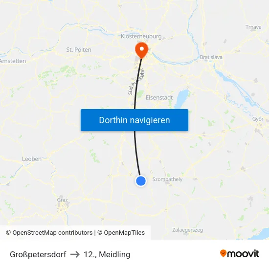 Großpetersdorf to 12., Meidling map