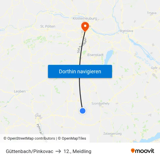 Güttenbach/Pinkovac to 12., Meidling map