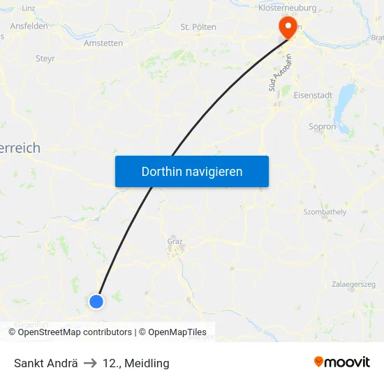 Sankt Andrä to 12., Meidling map