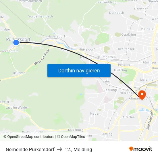 Gemeinde Purkersdorf to 12., Meidling map