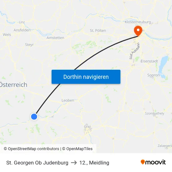 St. Georgen Ob Judenburg to 12., Meidling map