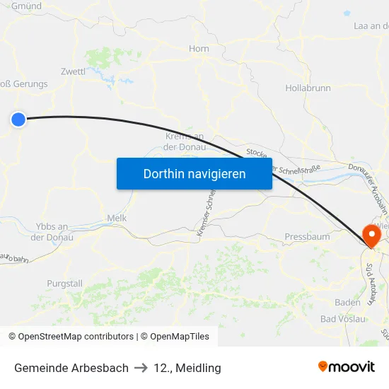 Gemeinde Arbesbach to 12., Meidling map