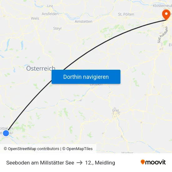 Seeboden am Millstätter See to 12., Meidling map