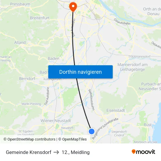 Gemeinde Krensdorf to 12., Meidling map
