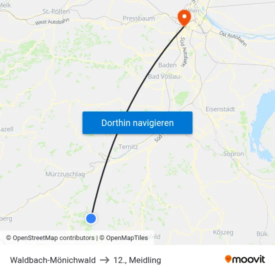 Waldbach-Mönichwald to 12., Meidling map