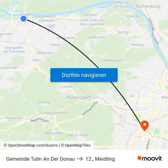 Gemeinde Tulln An Der Donau to 12., Meidling map
