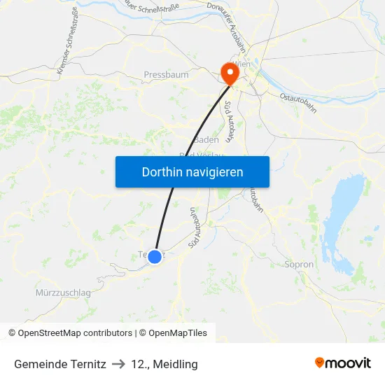 Gemeinde Ternitz to 12., Meidling map