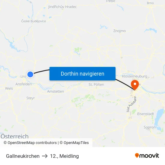 Gallneukirchen to 12., Meidling map