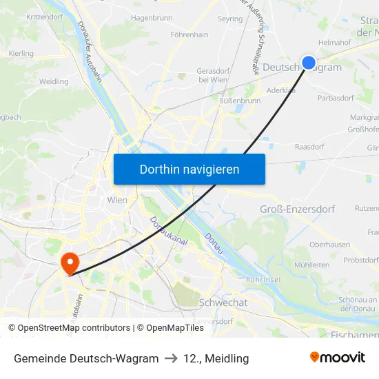 Gemeinde Deutsch-Wagram to 12., Meidling map