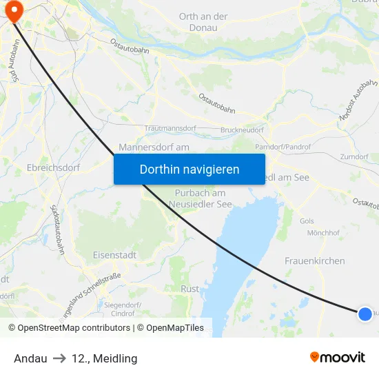 Andau to 12., Meidling map