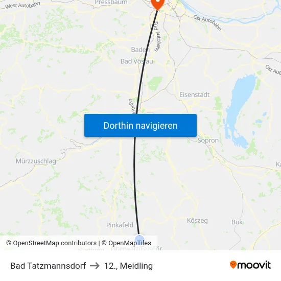 Bad Tatzmannsdorf to 12., Meidling map