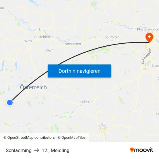 Schladming to 12., Meidling map