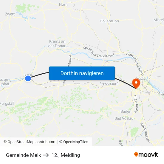 Gemeinde Melk to 12., Meidling map