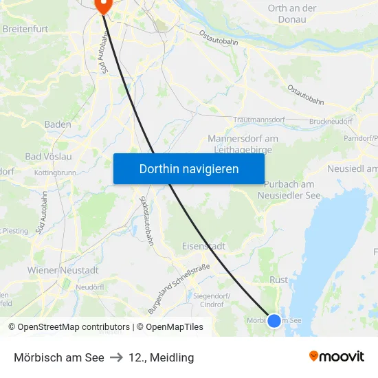 Mörbisch am See to 12., Meidling map