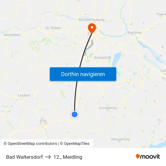 Bad Waltersdorf to 12., Meidling map