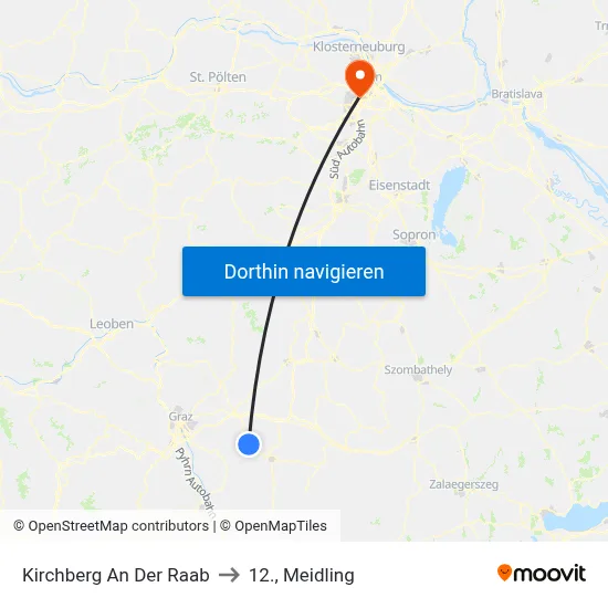 Kirchberg An Der Raab to 12., Meidling map