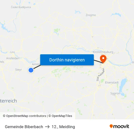 Gemeinde Biberbach to 12., Meidling map