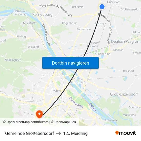 Gemeinde Großebersdorf to 12., Meidling map