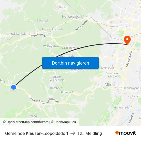 Gemeinde Klausen-Leopoldsdorf to 12., Meidling map