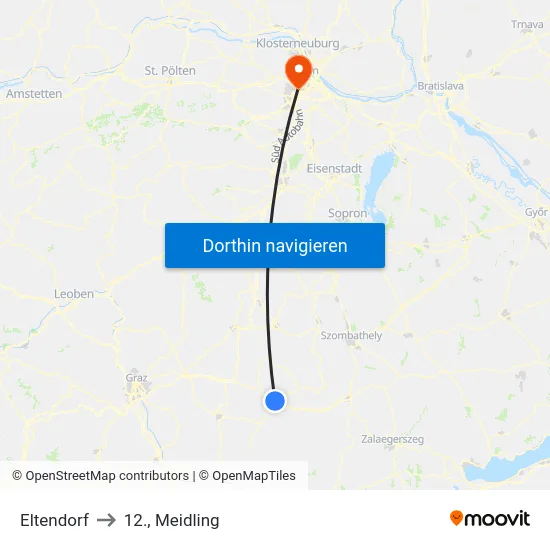 Eltendorf to 12., Meidling map
