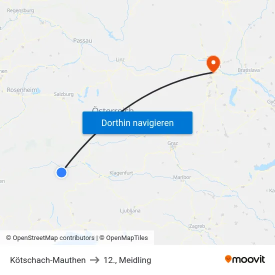 Kötschach-Mauthen to 12., Meidling map
