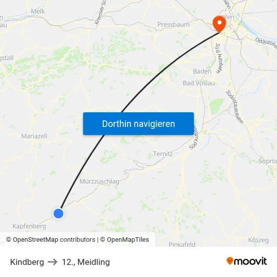 Kindberg to 12., Meidling map