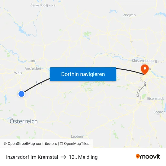 Inzersdorf Im Kremstal to 12., Meidling map