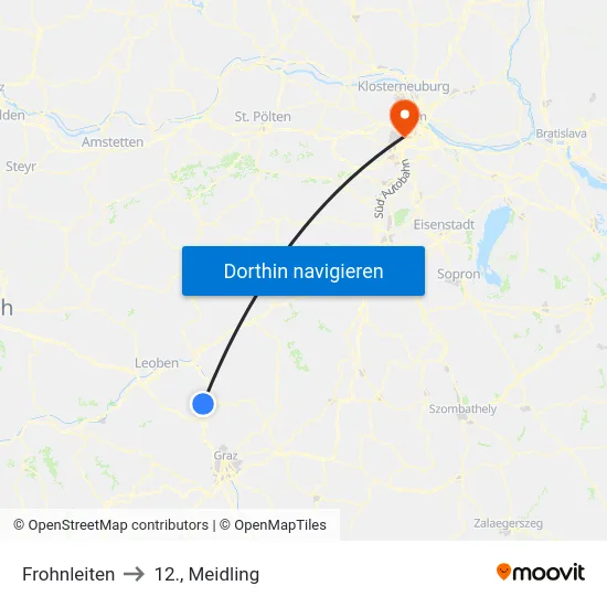 Frohnleiten to 12., Meidling map