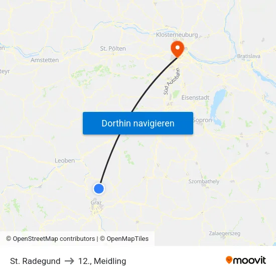 St. Radegund to 12., Meidling map