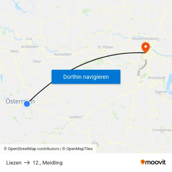 Liezen to 12., Meidling map