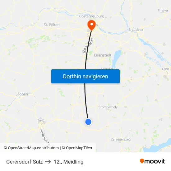 Gerersdorf-Sulz to 12., Meidling map