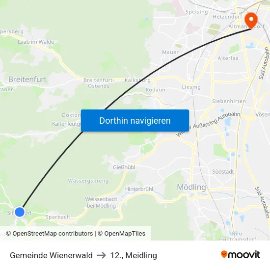 Gemeinde Wienerwald to 12., Meidling map