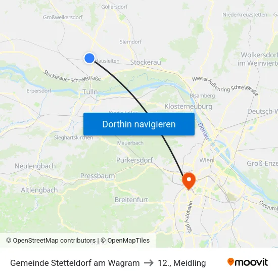 Gemeinde Stetteldorf am Wagram to 12., Meidling map