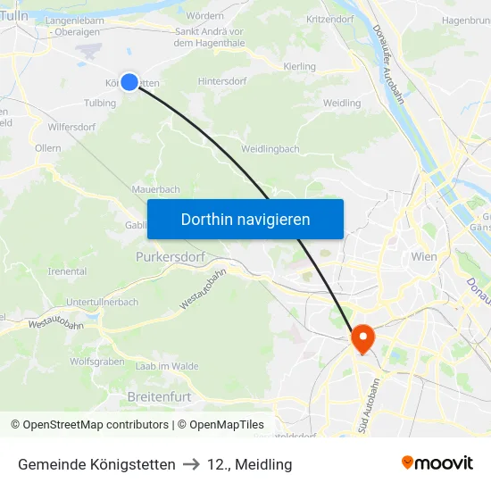 Gemeinde Königstetten to 12., Meidling map