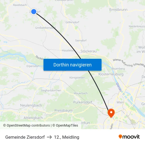 Gemeinde Ziersdorf to 12., Meidling map