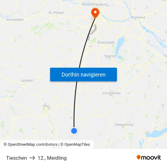 Tieschen to 12., Meidling map