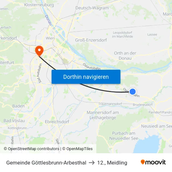 Gemeinde Göttlesbrunn-Arbesthal to 12., Meidling map