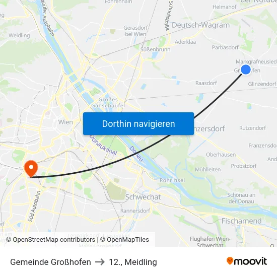 Gemeinde Großhofen to 12., Meidling map
