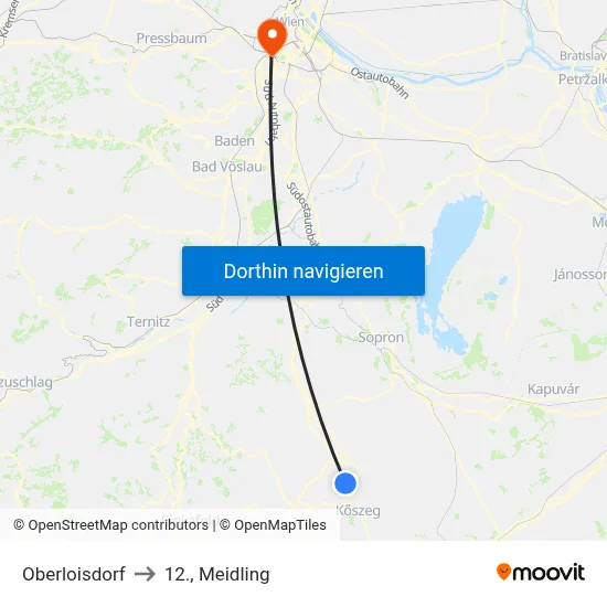 Oberloisdorf to 12., Meidling map