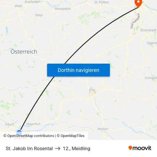St. Jakob Im Rosental to 12., Meidling map